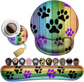 Mouse Pad with Wrist Support Memory Foam Keyboard Wrist Rest Gaming Mousepad Office Easy Typing Games to Relieve Fatigue Non-Slip Rustic Rainbow Woodgrain Black and Purple Dog Paw Personality Desings