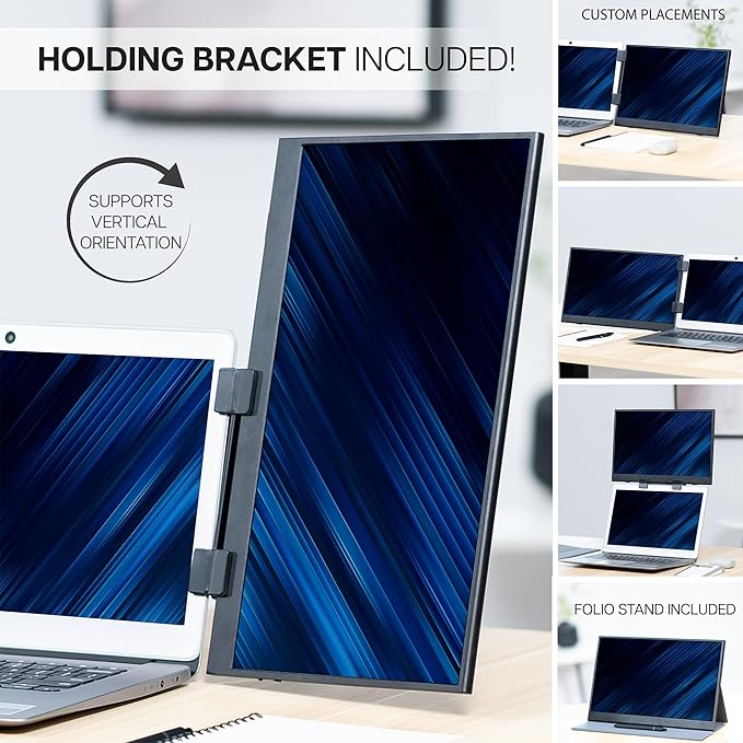 VIVO 15.6 inch Portable Monitor with Laptop Screen Extender Holding Bracket Fits Laptops up to 18.5 inches Black STAND-PM01M