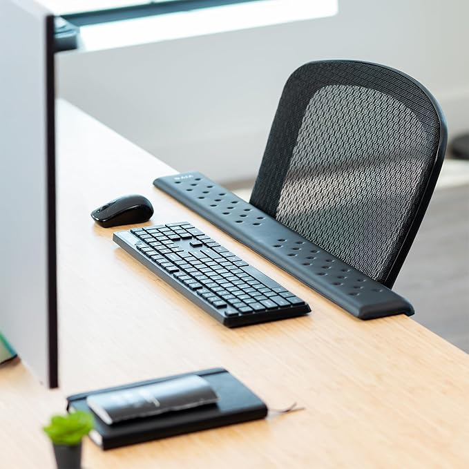 VIVO Ergonomic Long 30” Wrist Pad Non-Slip Memory Foam Arm Rest for Desk Elbow Cushion with L-Shaped Edging Black DESK-WR30