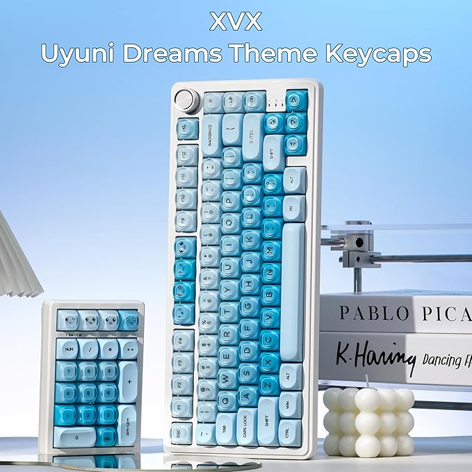 OHY PBT Keycaps XVX Blue Jelly HOA Profile Key Cap 132-Key Cute Custom Keycaps (for Mechanical Keyboards with Cherry/Gateron MX Switches)-Uyuni Dreams(ONLY KEYCAPS)