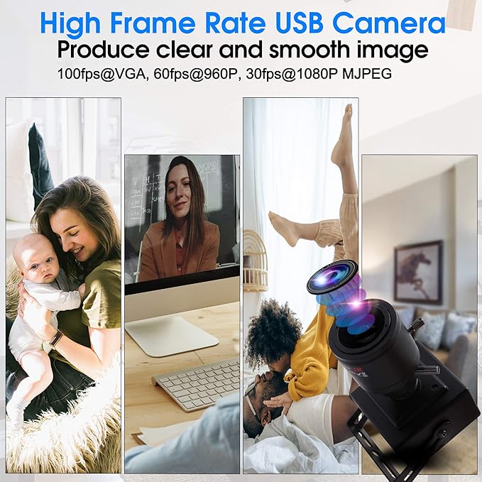 SVPRO 1080P USB Zoom Camera with 2.8-12mm Manual Lens HD Mini Camera 100fps/60fps/30fps CMOS OV2710 Portable USB Webcam with Metal Case for PC &amp Laptop