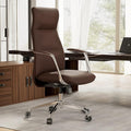EUREKA ERGONOMIC Royal Slim Executive High Back Brown Leather Office Chair Home Desk Chair for Adults Big and Tall with Wheels Swivel Rolling