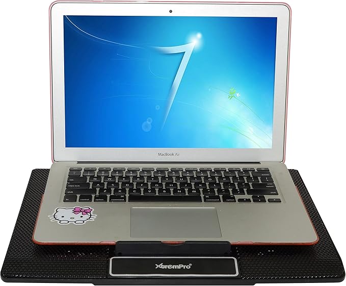 Portable Metal Mesh Laptop Cooler Cooling Pad 6 Quiet Fans w/Blue LED Light 6 Adjustable Levels Up to 17 Inch Notebook 2 USB Interface w/Speed Control Switch Non-Slip - Black (11149)