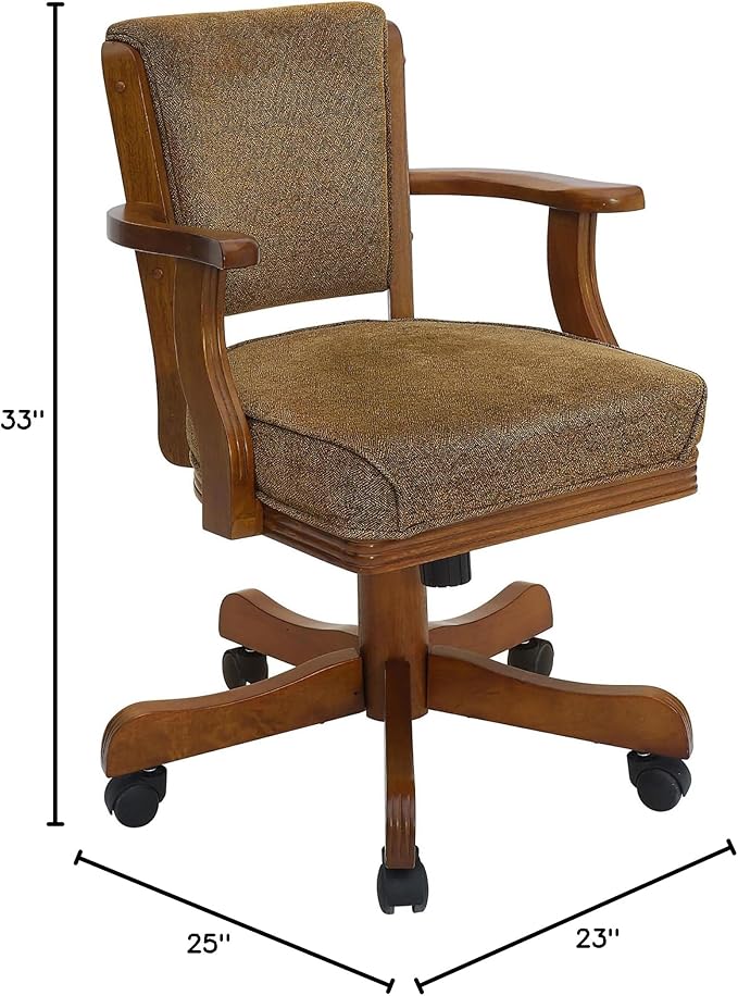 Olive Brown and Amber Upholstered Game Chair with Casters