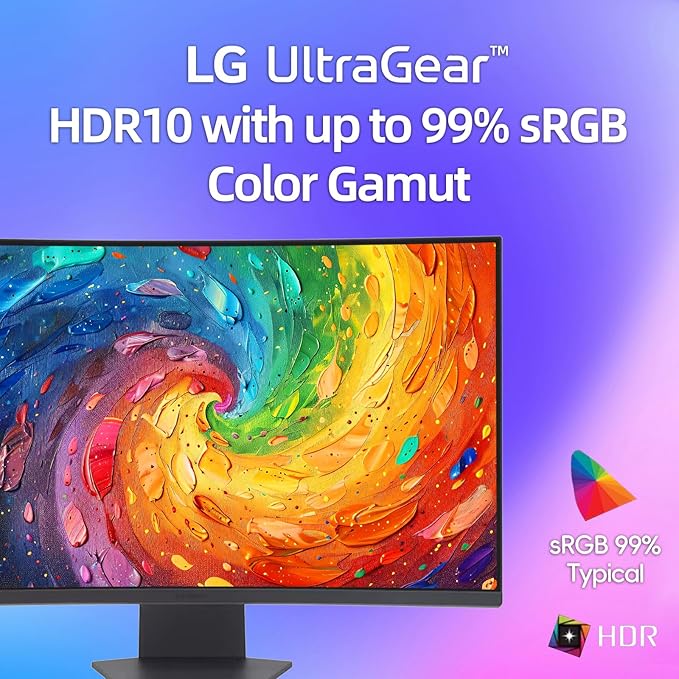 LG 32 Inch UltraGear QHD Curved Gaming Monitor 180Hz 1ms AMD FreeSync HDR10 99% sRGB 1000R Curve Black Stabilizer Dual Controller HDMI &amp DisplayPort 3-Side Borderless Tilt Adjustment B