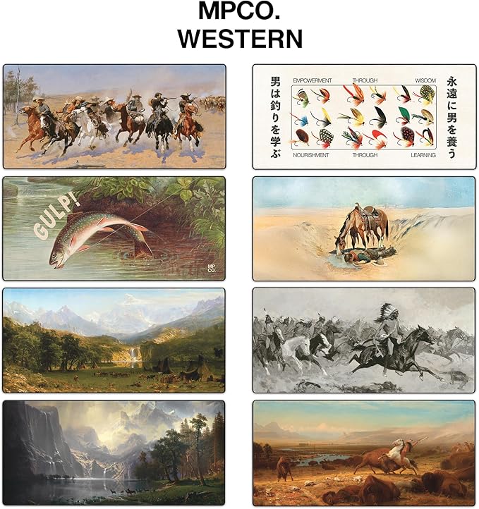 MPCO. Original Large Gaming Desk Mat – 36 x 17 Duraglyde Western Landers-Peak Full Desk Mouse Pad for Smooth Precision – Non-Slip Washable Extra-Large PC Mouse Pad for Gaming Sessions