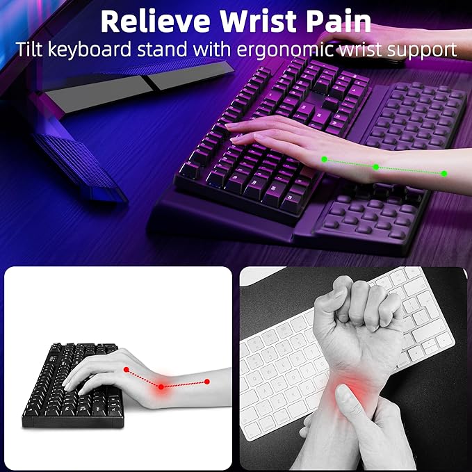 Ospelelf Keyboard Stand with Wrist Rest Comfy Ergonomic Keyboard Riser Holder for Office Home