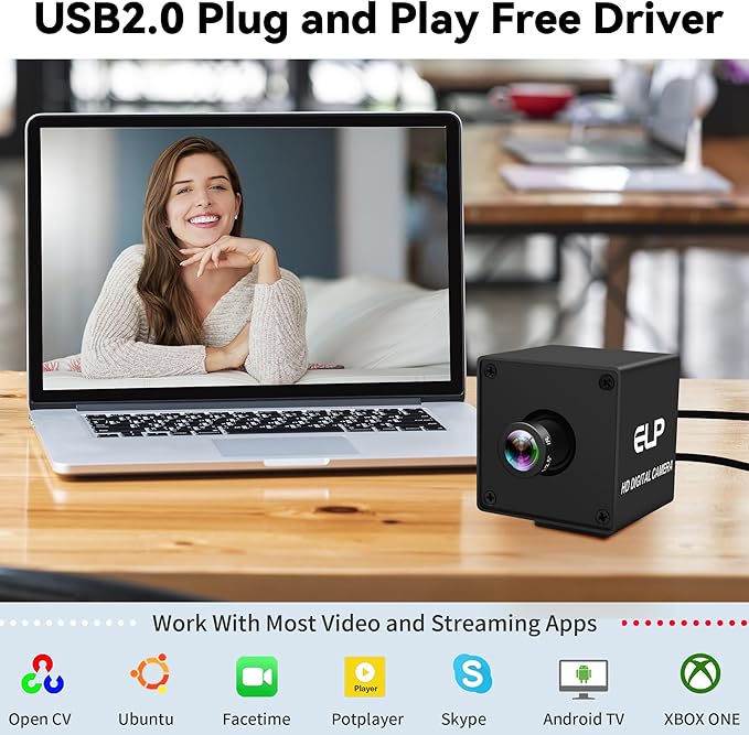 12MP USB Camera 1080P@120fps High Speed Industrial Security 4K USB Webcam with 16mm Narrow Field of View M12 Lens Low Light PC Golf Swing Cam Plug and Play for Linux Windows Mac OS