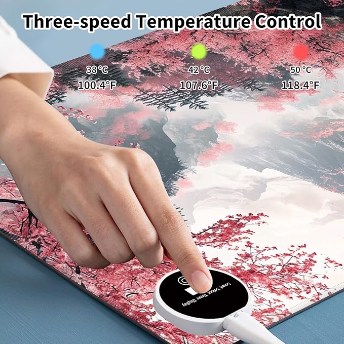 Warm Desk PadHeated Desk PadOffice Mat3 Heating Levels &amp 3 Hours Auto Shut-Off31.5*13 Gaming Mouse Laptop Keyboard Leather Desk MatWatercolor Tree Mountain