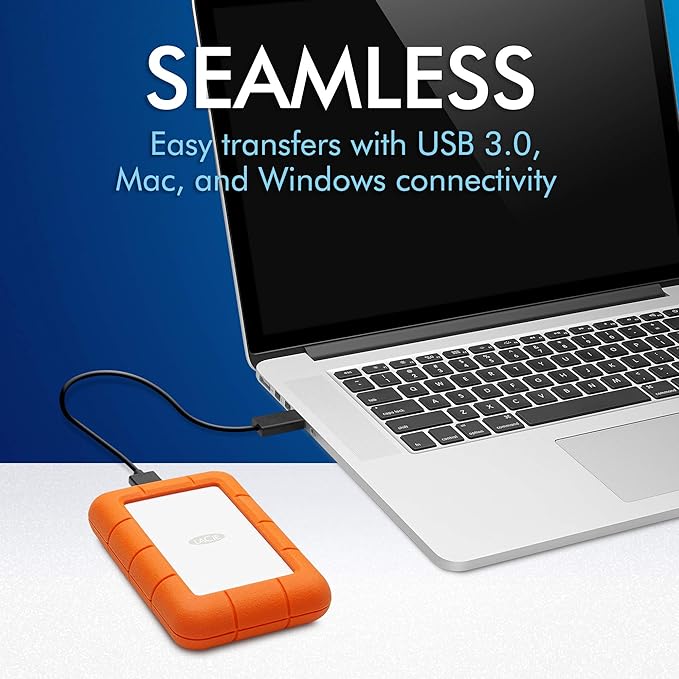 LaCie Rugged 5TB Portable External HDD - USB 3.0/2.0 CompatibleShock/Dust/Rain Resistant for Mac &amp PCOrangeGrey(Pack of 5)