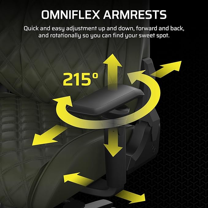 Corsair TC500 Luxe Gaming Chair – Premium Breathable Fabric – Wide Seat – Five-Way Adjustable Armrests – Adjustable Built-in Lumbar Support – 90-135 Degree Recline – Sherwood