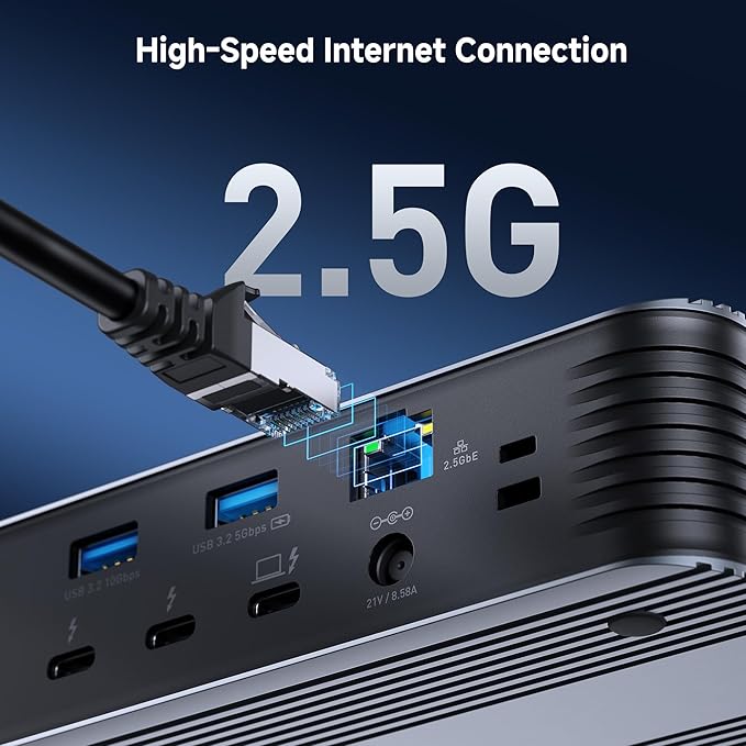 [Intel Certified] Cable Matters 11-in-1 Thunderbolt 5 Dock with Thunderbolt Share 3X Thunderbolt5 Ports 2.5GbE 3X USB 3.2 Ports up to Triple 4K@144Hz on Windows 11 Dual 6K@60Hz on macOS 140W PD