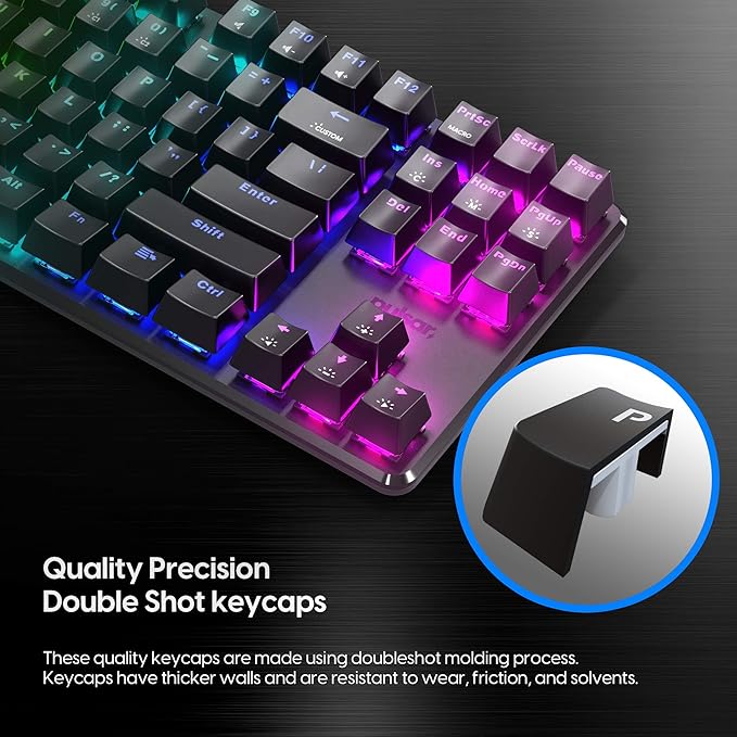 Pulsar Gaming Gears - PK003 Lunar Alloy TKL Mechanical Gaming Keyboard RGB LED Rainbow Backlit USB Wired Game Keyboards for Windows PC PS5 PS4 Xbox 87 Keys Outemu Switches FPS (Renewed)