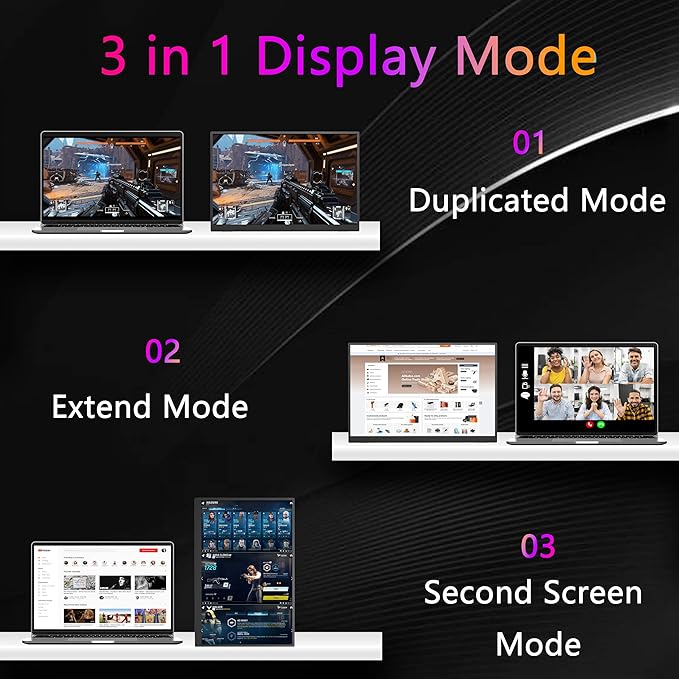 Portable Monitor 16” 2.5K 144Hz 2560x1600 HDR Gaming MonitorHDMI USB C Travel Screen with Stand &amp SpeakerExternal Monitor for Laptop Mac PC Phone PS4/5