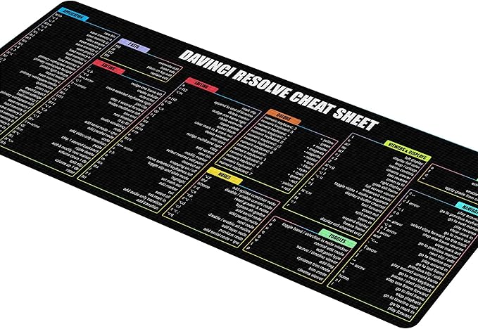 Davinci Resolve MacOs Shortcuts &amp Cheat Sheet Mouse Pad Mouse Mat Quick Reference for Video Editors Creators Filmmakers Computer Accessory for Editing for Study Work and Reference Purposes K