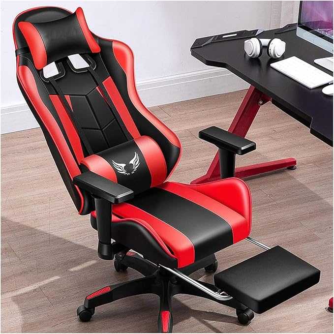 Chair Ergonomic Gaming Chair with Headrest and Breathable Skin-Friendly Mesh with Footrest Ergonomic Design PC Gaming Chair Desk Chair Executive (Color : Light Green Size : Red)