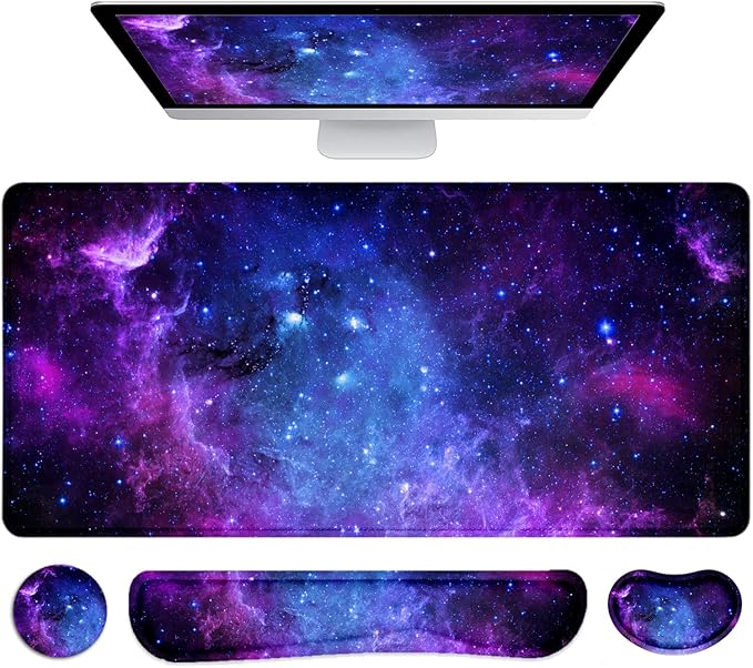LATEEFAH Mouse Pad with Wrist Rest Desk Mat + Keyboard Wrist Rest Set Desk Pad for Keyboard and Mouse 4-in-1 Large Mouse Pad with Wrist Support for Office Home