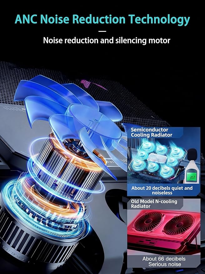 8-Fan Laptop Cooling Pad with Thermoelectric Cooler 5-Speed Independent Control 10 RGB Lights 7-Height Adjustable Metal Panel Laptop Cooler for 15.6-21 Inch Gaming Laptops
