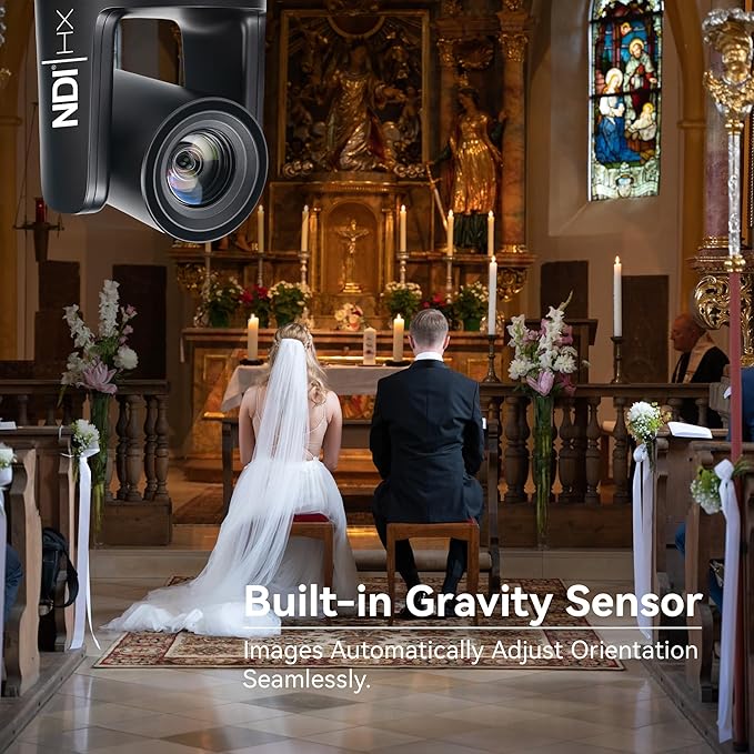 TONGVEO NDI PTZ Camera with AI Auto-Tracking: 20X Optical Zoom HDMI SDI USB PoE IP 1080P 60fps Video Camera for Live Streaming Conference Room Webcam for Church Worship OBS