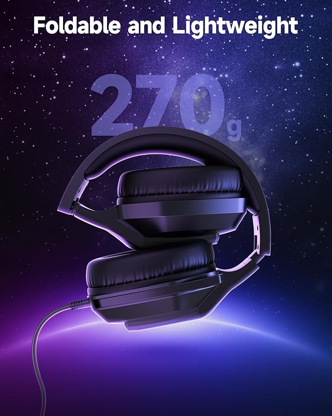 AOC Gaming Headset for PS5 PS4 PC Mac Switch Xbox Series Surround Sound RGB Gaming Headphones with Noise Canceling Microphone 50MM Dynamic Drivers 3.5MM Audio Jack Black
