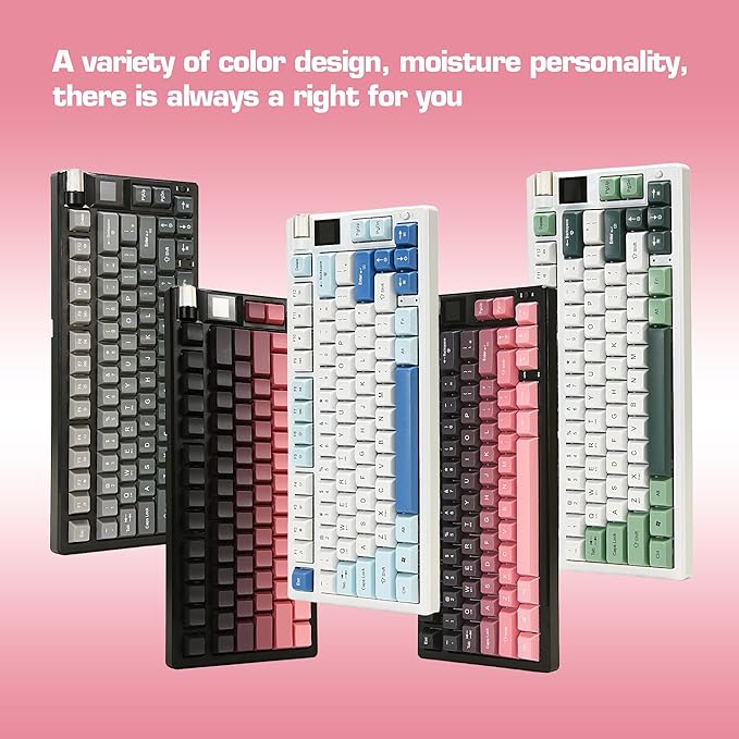 MY-K79 Gradient Wireless Mechanical KeyboardLinear Red Axis Gaming Keyboard with TFT Smart Display&ampKnobHot Swappable Gasket Mount 75% Layout with KnobRGB Backlit Bluetooth/2.4G/USB-C (Gray)