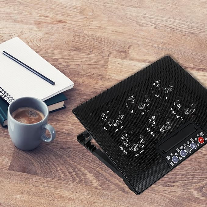 Adjustable Laptop Cooling Rack with Six Fans Black Laptop Cooling Pad for Desktop and Office Use Compatible