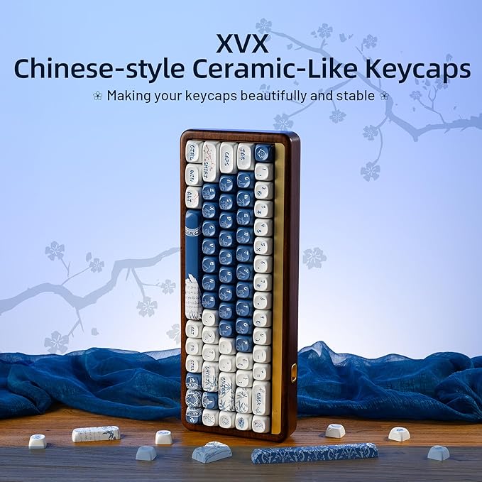 XVX Ceramic-Like PBT Keycaps MOA Keycap Sets Dye-Sublimation Keyboard Keycaps for Cherry Gateron MX Switches Mechanical Keyboards