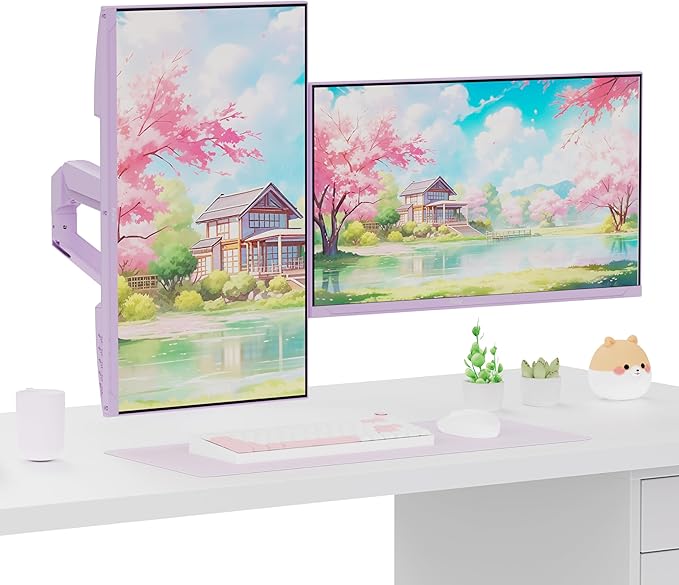 Pixio Two PX279 Wave Purple 27 inch 240Hz Refresh Rate FHD 1080p Resolution Fast IPS Panel 1ms GTG Resonse Time Gaming Monitor and PS1D Wave Purple Dual Monitor Arm