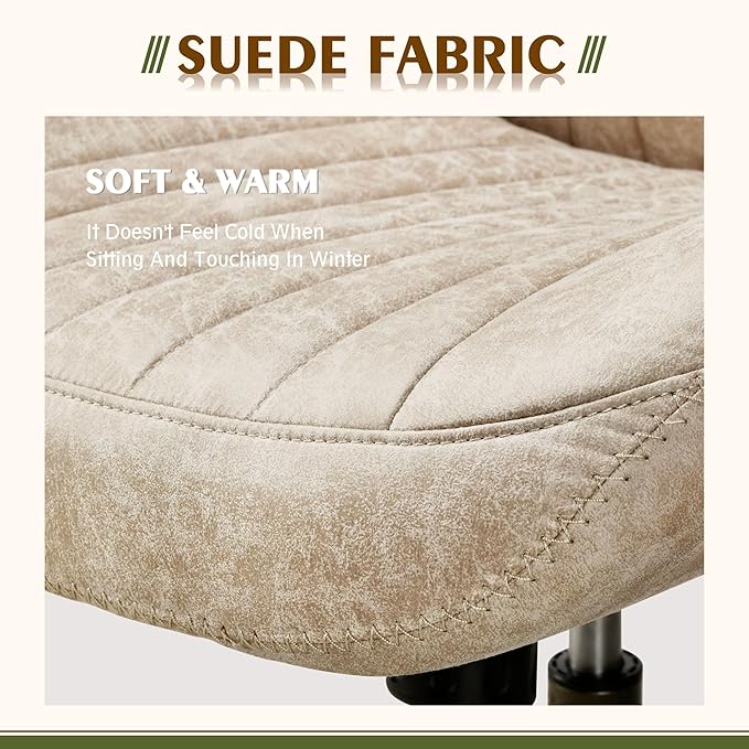 High Back Office ChairModern Swivel Office ChairBrown Suede Fabric Gaming ChairHeight Adjustable Home Office Desk Chair with Lumbar Support