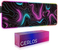 Gerlos RGB Large Gaming Mouse Pad Extended Soft LED Mouse Pad Non-Slip Rubber Base Water Resist Keyboard Pad Computer Mousepad 31.5×11.8 inches