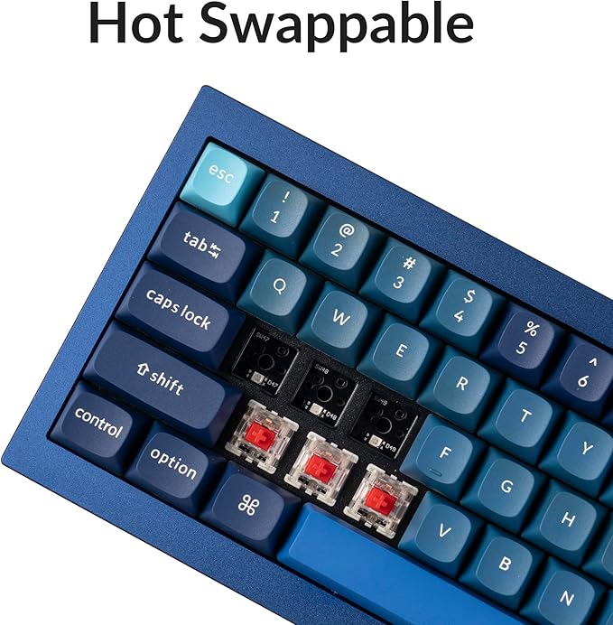 Keychron Q4 Wired Custom Mechanical Keyboard 60% Layout QMK/VIA Programmable Macro with Hot-swappable Gateron G Pro Red Switch Double Gasket Compatible with Mac Windows Linux (Navy Blue)