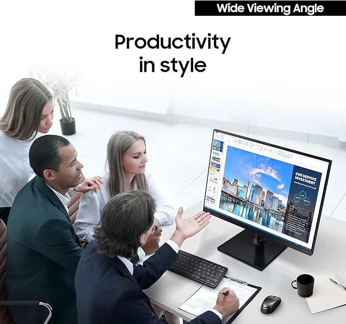 SAMSUNG FT45 Series 24-Inch FHD 1080p Computer Monitor 75Hz IPS Panel HDMI DisplayPort USB Hub Height Adjustable Stand 3 Yr WRNTY (LF24T454FQNXGO)Black