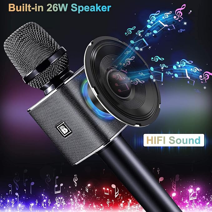 BONAOK Karaoke Microphone Portable Wireless Bluetooth Karaoke Mic for Adults&ampKids Car Home Outdoor Party Karaoke Machine for PC/All Smartphone G50 Black 2025