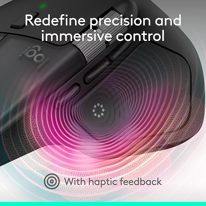 Logitech MX Master 4 for Mac Ergonomic Bluetooth Mouse with Advanced Performance Haptic Feedback Ultra-Fast Scrolling USB-C Charging MacOS iPadOS Windows - Space Black
