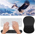 3 in 1 Set Ergonomic Mouse Pad with Wrist Rest Keyboard Wrist Rest Non-Slip Desk Pad Memory Foam Breathable Support for Prolonged Typing and Mouse Use Relief from Wrist Fatigue Jamboa
