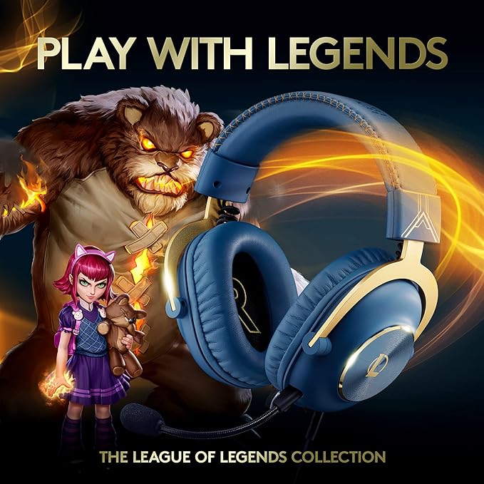 Logitech G PRO X Gaming Headset - Blue VO!CE Detachable Microphone Comfortable Memory Foam Ear Pads DTS Headphone 7.1 and 50 mm PRO G Drivers Official League of Legends Edition
