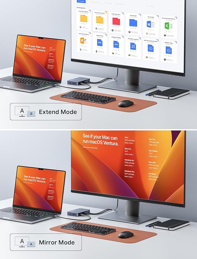 JSAUX Laptop USB C Docking Station 10 in 1 USB C Hub with 4K@60hz HDMI 100W PD USB A&ampC 3.0 1000Mbps Ethernet SD/TF Audio for HP/MacBook/Dell/Lenovo etc