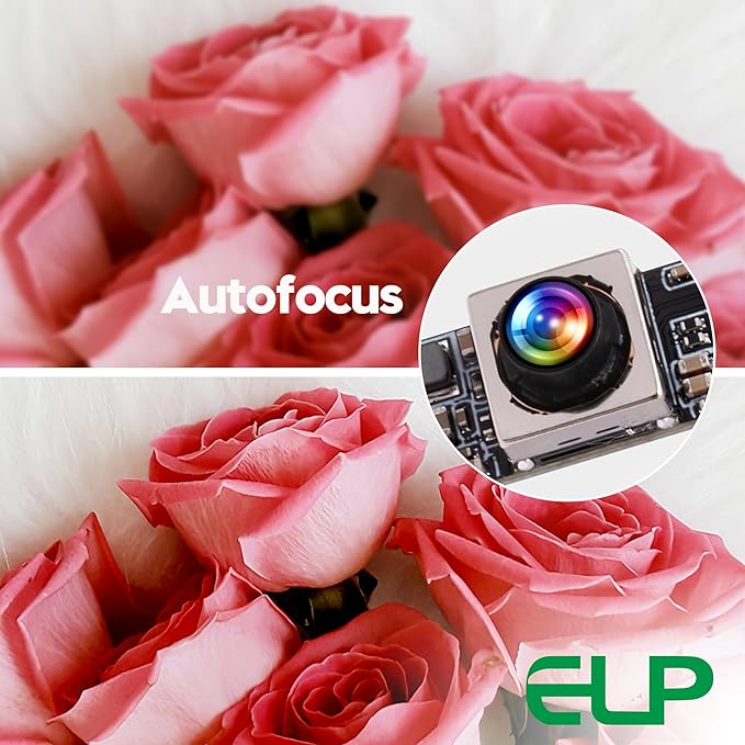ELP 16MP Autofocus USB Camera with Microphone for Computer Mini UVC USB2.0 Lightburn Camera Micro USB Security PC Camera Module Laser Engraver Webcam Board (100degree No Distortion Lens)