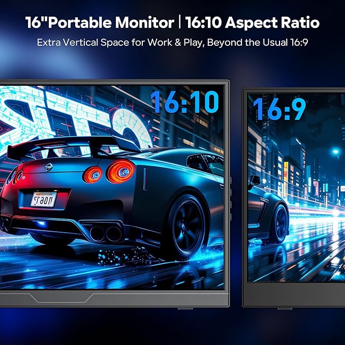 120Hz Portable Gaming Monitor 16 1200P FHD 100% sRGB Portable Display with Adjustable Stand USB-C &amp HDMI External Monitor &amp Travel Screen for Laptop Mac PC Phone Xbox PS5 Switch
