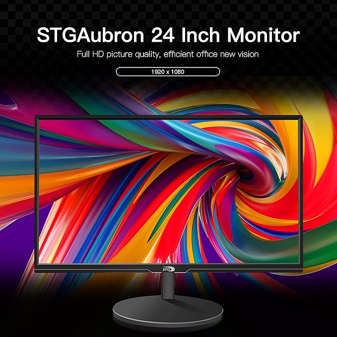 STGAubron Gaming PC Bundle with 24Inch FHD LED Monitor-Radeon RX 550 4G Intel Core I5 up to 3.7G 16G RAM 512G SSD RGB Fan x 2 Windows 11 Home