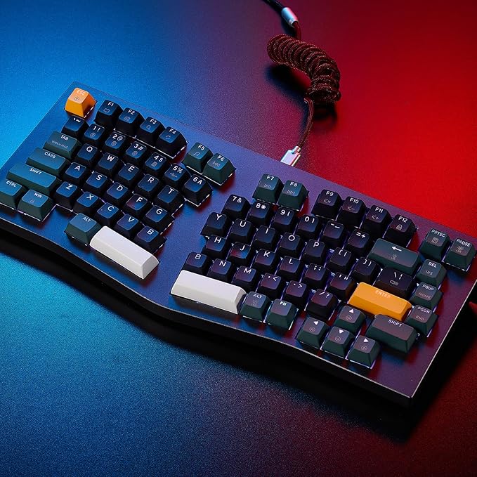 Hexgears F2 - Aluminum Custom Mechanical Keyboard Split Alice 83 Key Layout Ergonomic Keyboard Hot Swappable Slient Linear Switch BT5.0/2.4GHz/USB-C RGB Backlit for Win/Mac (Bamboo Gold)