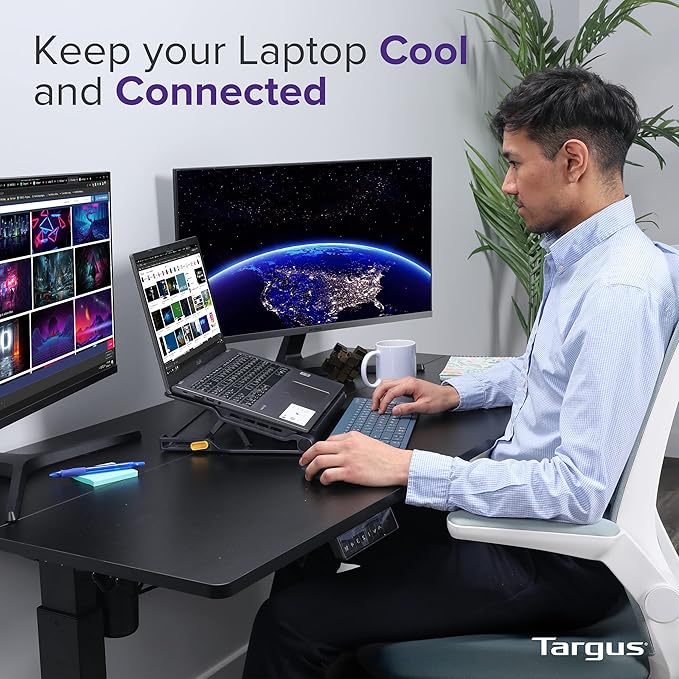 Targus Laptop Cooling Pad for Laptops up to 17-inches Dual High-Speed Fans Chill Mat + 4-Port USB Hub Laptop Fan Cooling Pad for Work USB Stand Cooling Pad for Gaming Laptop Cooling Fan (AWE81US)