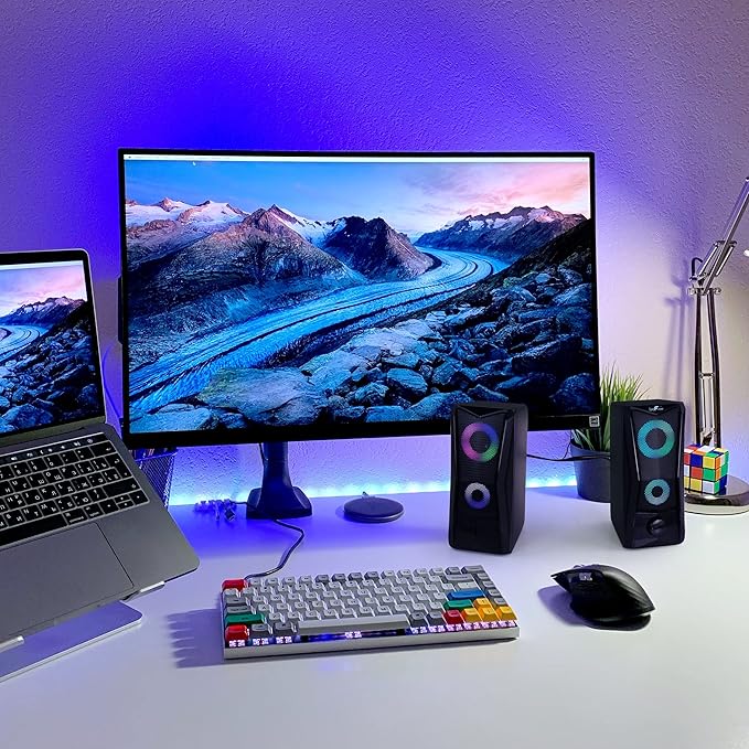 beFree Sound Computer Gaming Speakers with Color LED RGB Lights