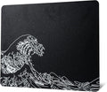 Glass Gaming Mouse Pad Black Kanagawa Hard Mousepads for GamingProfessional Large Mouse Mat 410mm*310mm Special Glass Surface with Improved Precision and Speed
