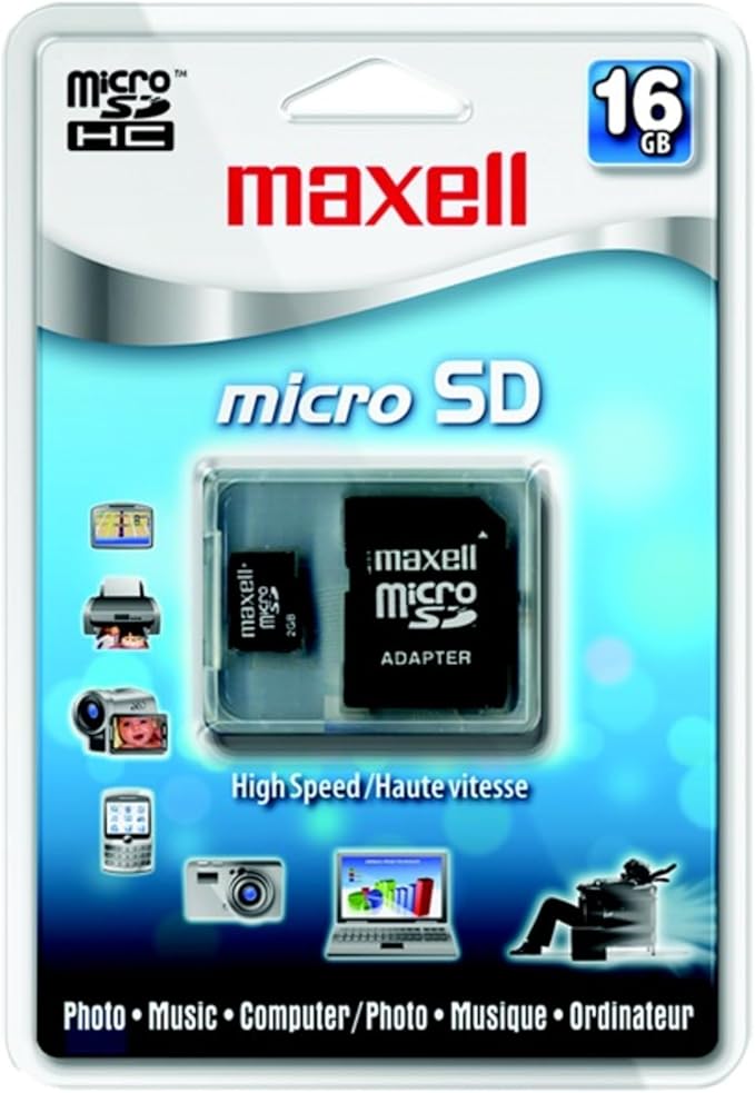 Maxell 16 GB Class 2 Micro SDHC Flash Memory Card with Adapter 502003