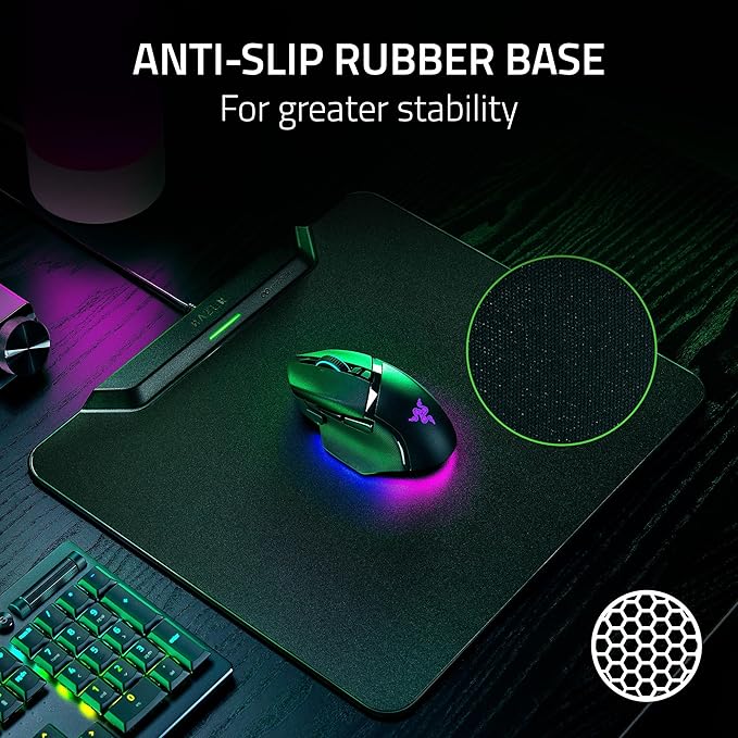 Razer HyperFlux V2 Wireless Charging System: Continuous Charging Gaming Mouse Mat &amp Puck - Seamless Auto-Pairing - HyperSpeed Multi-Device Connectivity - Anti-Slip Rubber Base - Hard Surface Editi