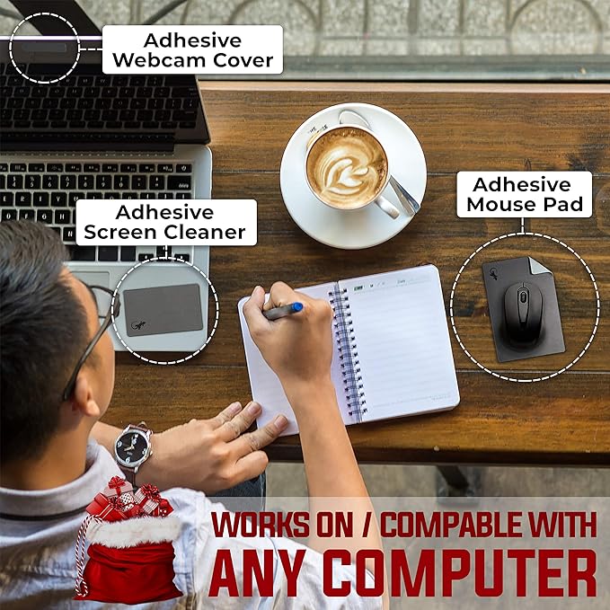 Mouse Pad Adhesive Bottom - Sticks to Any Surface - Portable - Webcam Covers and Screen Cleaner Included (5 Pack - TOP Picks)