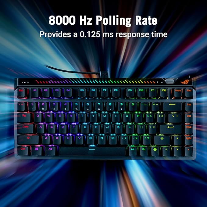 ASUS ROG Falchion Ace 75 HE Wired Analog/Hall Effect Gaming Keyboard – 75% TKL USB Hot Swappable HFX V2 Magnetic Switch Rapid Trigger 8KHz Polling ABS Keycap Carry Case Web-based Config - Black