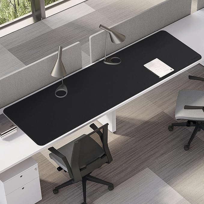 Mydours 70.9x19.7 Black Desk Pad - Premium Dual-Sided PU Leather &amp Cork Design for Home and Office Ultra-Wide Mouse Mat with Smooth Gaming Surface Protects Desks from Heat Ink &amp Liquid Sp
