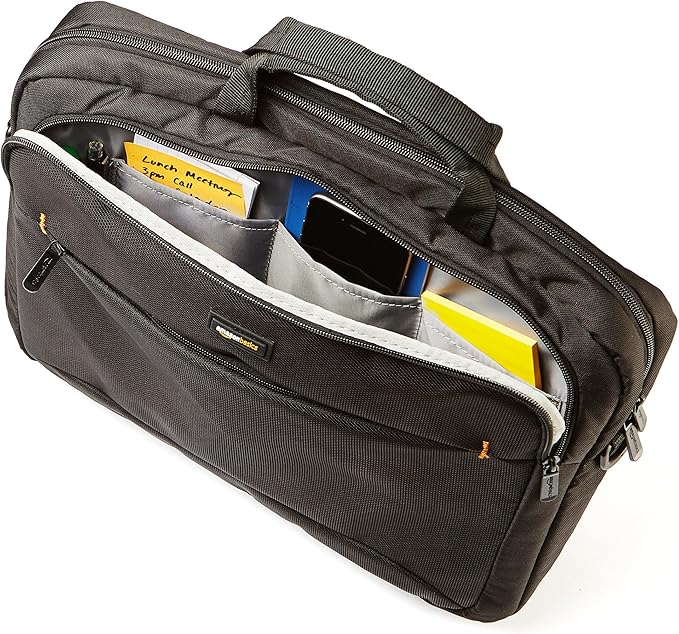 AmazonBasics 15.6-Inch Laptop Computer and Tablet Shoulder Bag Carrying Case Black 1-Pack Bundle with AmazonBasics 3-Button USB Wired Computer Mouse (Black) 1-Pack